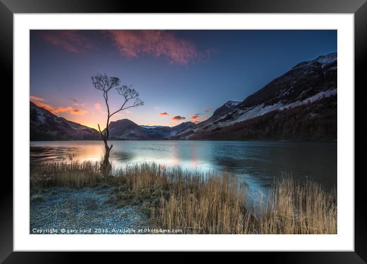 Buttermere Sunrise, lake district. Framed Mounted Print by gary ward