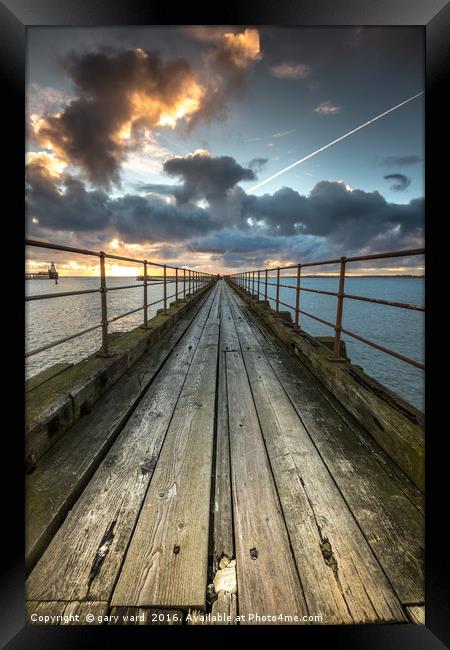 Blyth Pier Sunrise Framed Print by gary ward
