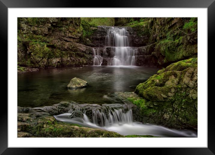 Dinas Rock Waterfalls Framed Mounted Print by Eric Pearce AWPF