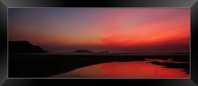 Rhossilli sunset Framed Print by Paul Fine
