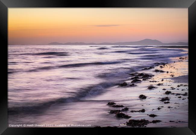 Sunset on Harlech Beach Framed Print by Heidi Stewart
