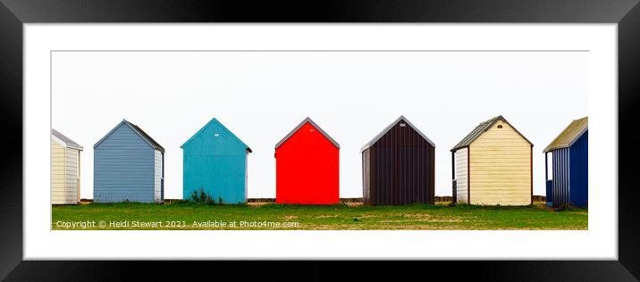 Colourful Beach Huts Framed Mounted Print by Heidi Stewart