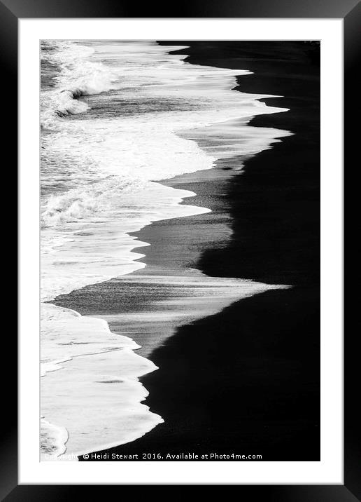 Black Sand and Waves Framed Mounted Print by Heidi Stewart