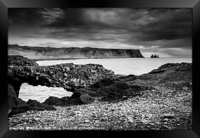 Reynisfjara Beach, Dyrhólavegur, Iceland Framed Print by Heidi Stewart