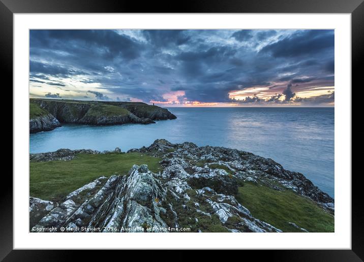 Porthgain Headland Sunset, Pembrokeshire, Wales UK Framed Mounted Print by Heidi Stewart