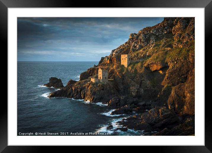 The Two Engine Houses at Botallack Framed Mounted Print by Heidi Stewart