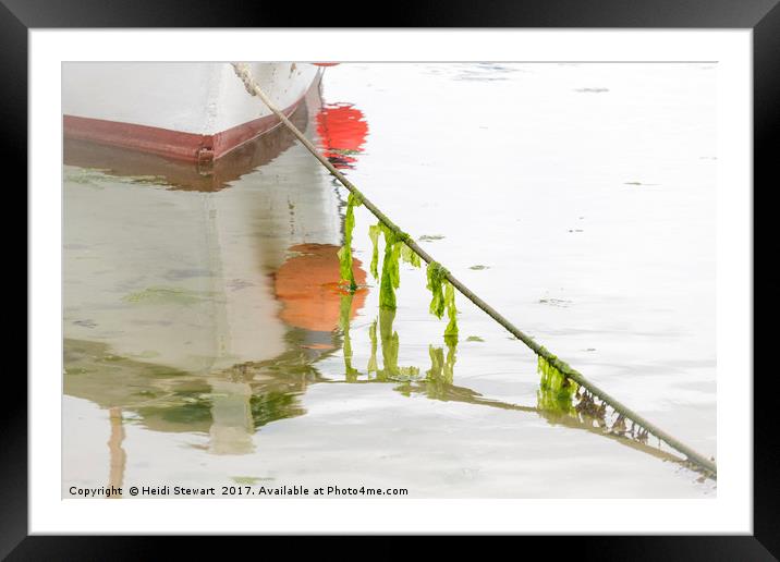 Seaweed and Boat Reflected Framed Mounted Print by Heidi Stewart