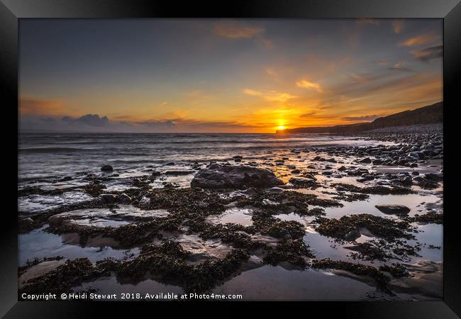 Sunset at Llantwit Beach  Framed Print by Heidi Stewart
