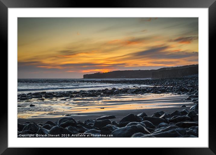 Llantwit Major Beach Sunset Framed Mounted Print by Heidi Stewart
