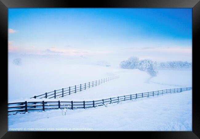 Fencelines in the Snow Framed Print by Heidi Stewart