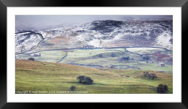 Winter Scene nr Gunnerside in the Yorkshire Dales Framed Mounted Print by Heidi Stewart
