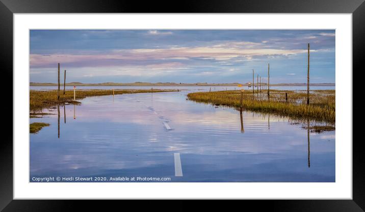 Causeway to Holy Island at Sunset Framed Mounted Print by Heidi Stewart