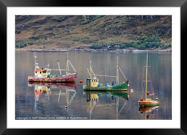 Three Boats on Loch Broom Framed Mounted Print by Heidi Stewart