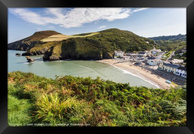 Llangrannog Beach View, Ceredigion in West Wales Framed Print by Heidi Stewart