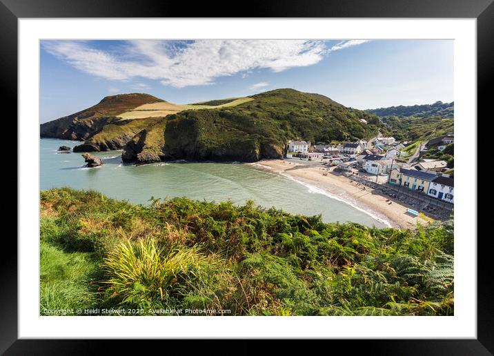 Llangrannog Beach View, Ceredigion in West Wales Framed Mounted Print by Heidi Stewart