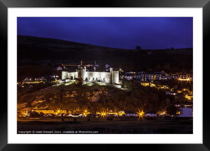 Harlech Castle at Night Framed Mounted Print by Heidi Stewart