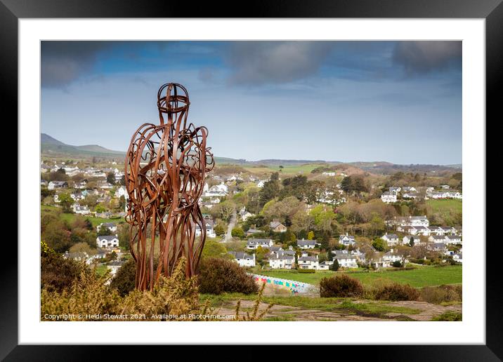 The Tin Man overlooks Llanbedrog Llyn Peninsula Framed Mounted Print by Heidi Stewart