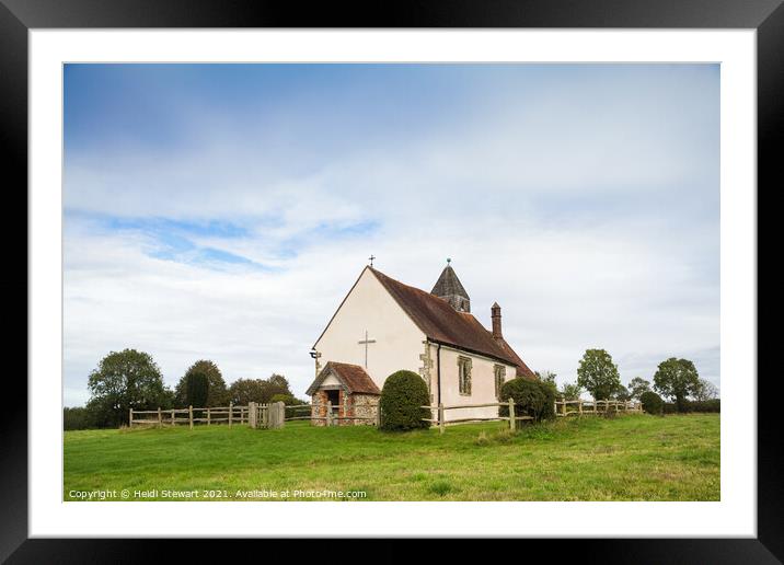 St Huberts Church, Idsworth Framed Mounted Print by Heidi Stewart