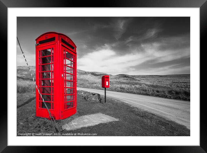 Red Telephone Box and Post Box Colour Pop Framed Mounted Print by Heidi Stewart