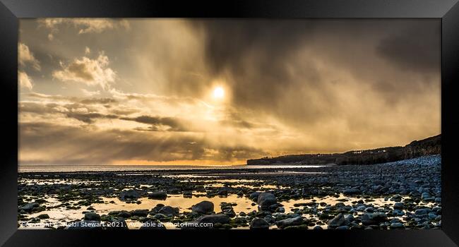 Dramatic Light Down on Llantwit Beach Framed Print by Heidi Stewart