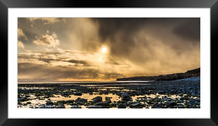 Dramatic Light Down on Llantwit Beach Framed Mounted Print by Heidi Stewart