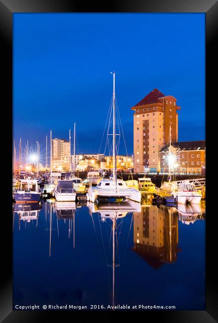 Swansea Marina Reflections Framed Print by Richard Morgan