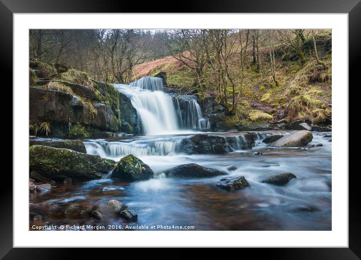 Waterfalls at Blaen y Glyn, Brecon Beacons. Framed Mounted Print by Richard Morgan