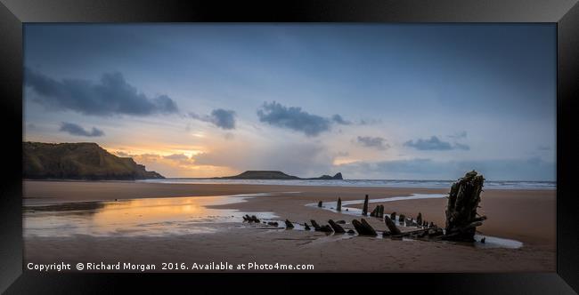 Helvetia wreck, Rhossili Bay Framed Print by Richard Morgan