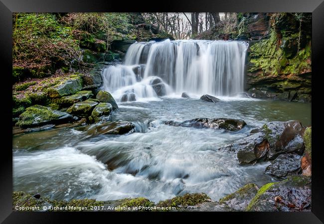 Cwm Du Glen Waterfalls, Pontardawe, Swansea. Framed Print by Richard Morgan