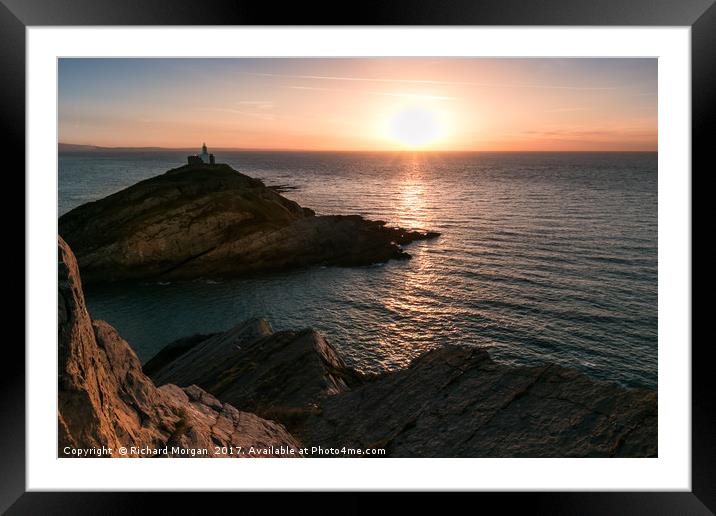 Mumbles Head sunrise Framed Mounted Print by Richard Morgan