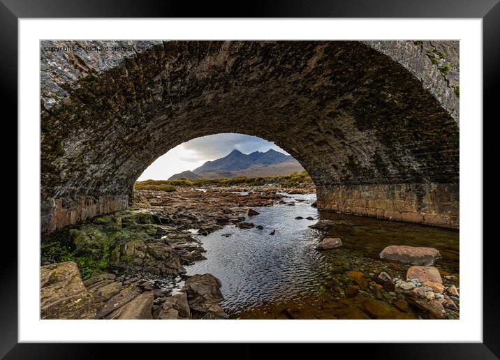 Cuillin Mountains under the arch.  Framed Mounted Print by Richard Morgan