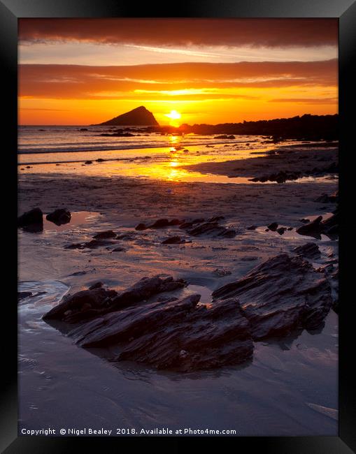 The Great Mew Stone at Sunset Framed Print by Nigel Bealey