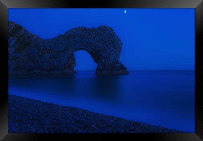 Moon over Durdle Door Framed Print by Anthony Simpson