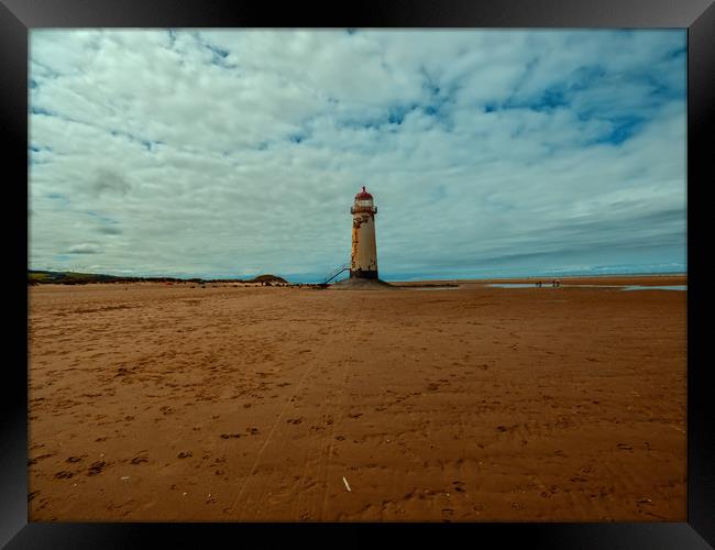 Point of Ayr Lighthouse Framed Print by simon alun hark