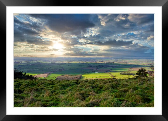 View from  Wrekin Hill in Shropshire Framed Mounted Print by simon alun hark
