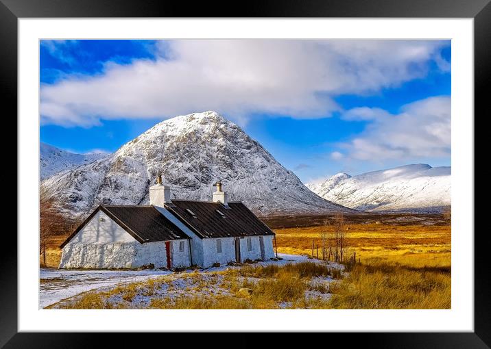 Black Rock Cottage Glencoe Framed Mounted Print by Matt Johnston