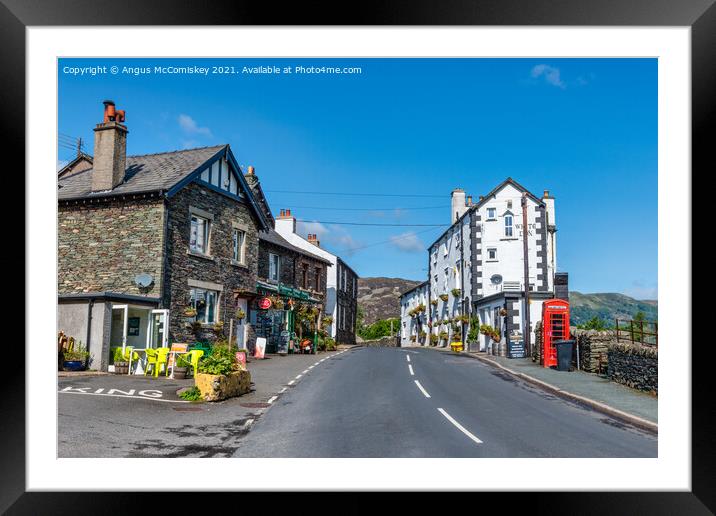 Main street in Patterdale Village Framed Mounted Print by Angus McComiskey