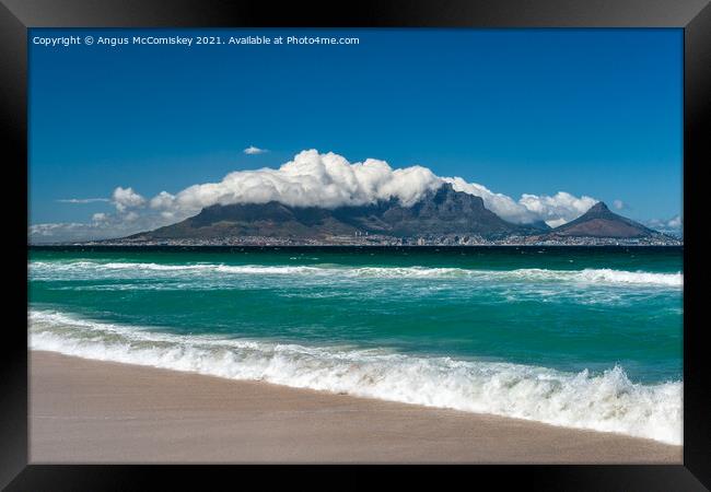Table Mountain and Lion’s Head from Bloubergstrand Framed Print by Angus McComiskey