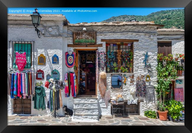 Craft Shop in Pampaneira in Andalusia, Spain Framed Print by Angus McComiskey
