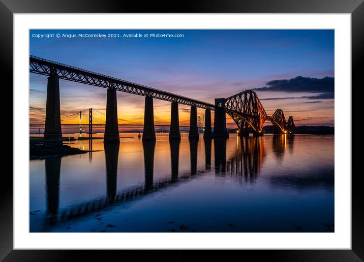 Forth Rail Bridge at dusk Framed Mounted Print by Angus McComiskey