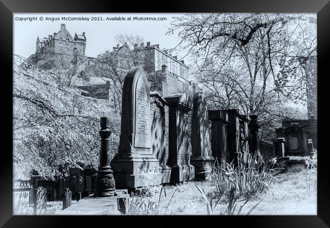Edinburgh Castle from St Cuthbert Kirkyard #1 mono Framed Print by Angus McComiskey