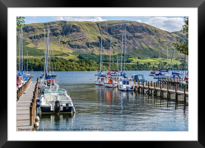 Yachts moored at Fair Field Marina on Ullswater Framed Mounted Print by Angus McComiskey