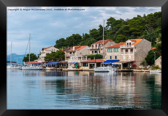 Pomena harbour on Mljet Island, Croatia Framed Print by Angus McComiskey