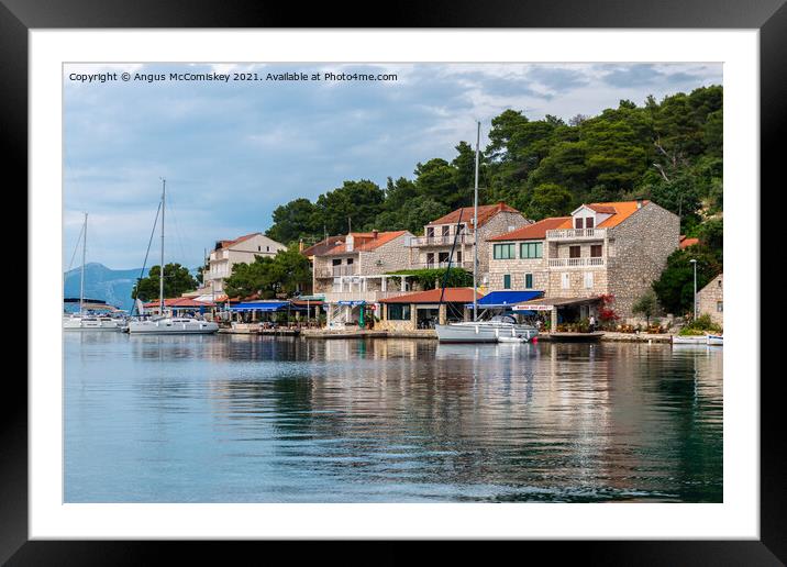 Pomena harbour on Mljet Island, Croatia Framed Mounted Print by Angus McComiskey