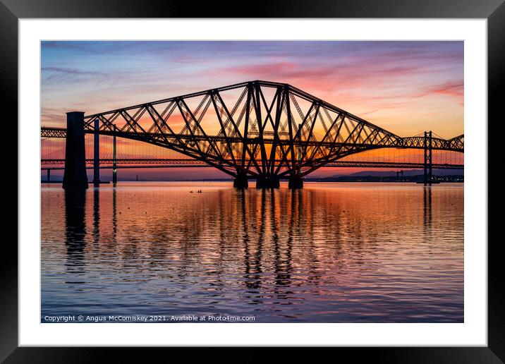 Paddle boarders under Forth Rail Bridge #2 Framed Mounted Print by Angus McComiskey