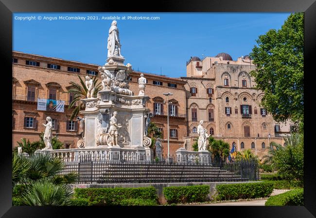 Teatro Marmoreo fountain, Palermo Sicily Framed Print by Angus McComiskey