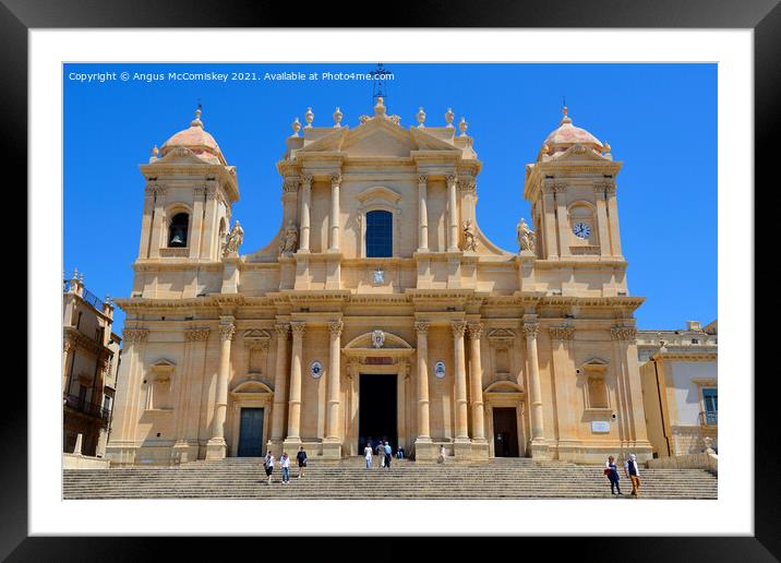 Baroque façade of Noto Cathedral, Sicily Framed Mounted Print by Angus McComiskey