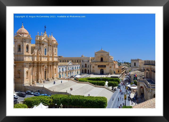 Piazza Municipio in Noto, Sicily Framed Mounted Print by Angus McComiskey