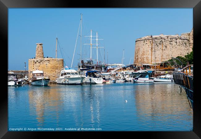 Boats moored in Kyrenia harbour, Northern Cyprus Framed Print by Angus McComiskey