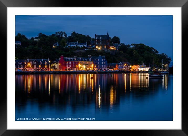 Tobermory waterfront by night Framed Mounted Print by Angus McComiskey